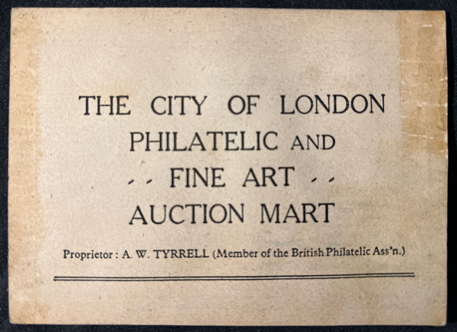 HTF Antique 1870s Blank LONDON Philatelic & Fine Art Auction Postcard