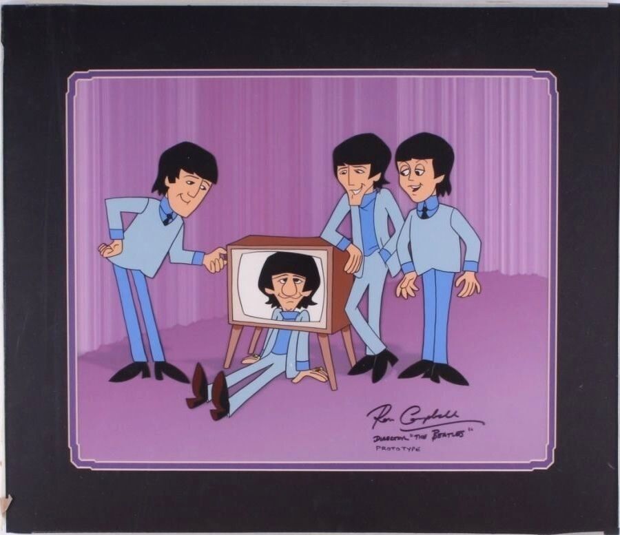 Beatles Cartoons Animation Cel Rare Prototype Art Signed Ron Campbell