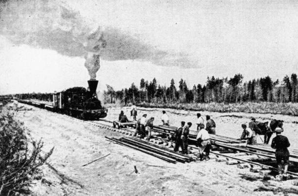 The trans-Siberian railway under construction circa 1903 OLD PHOTO