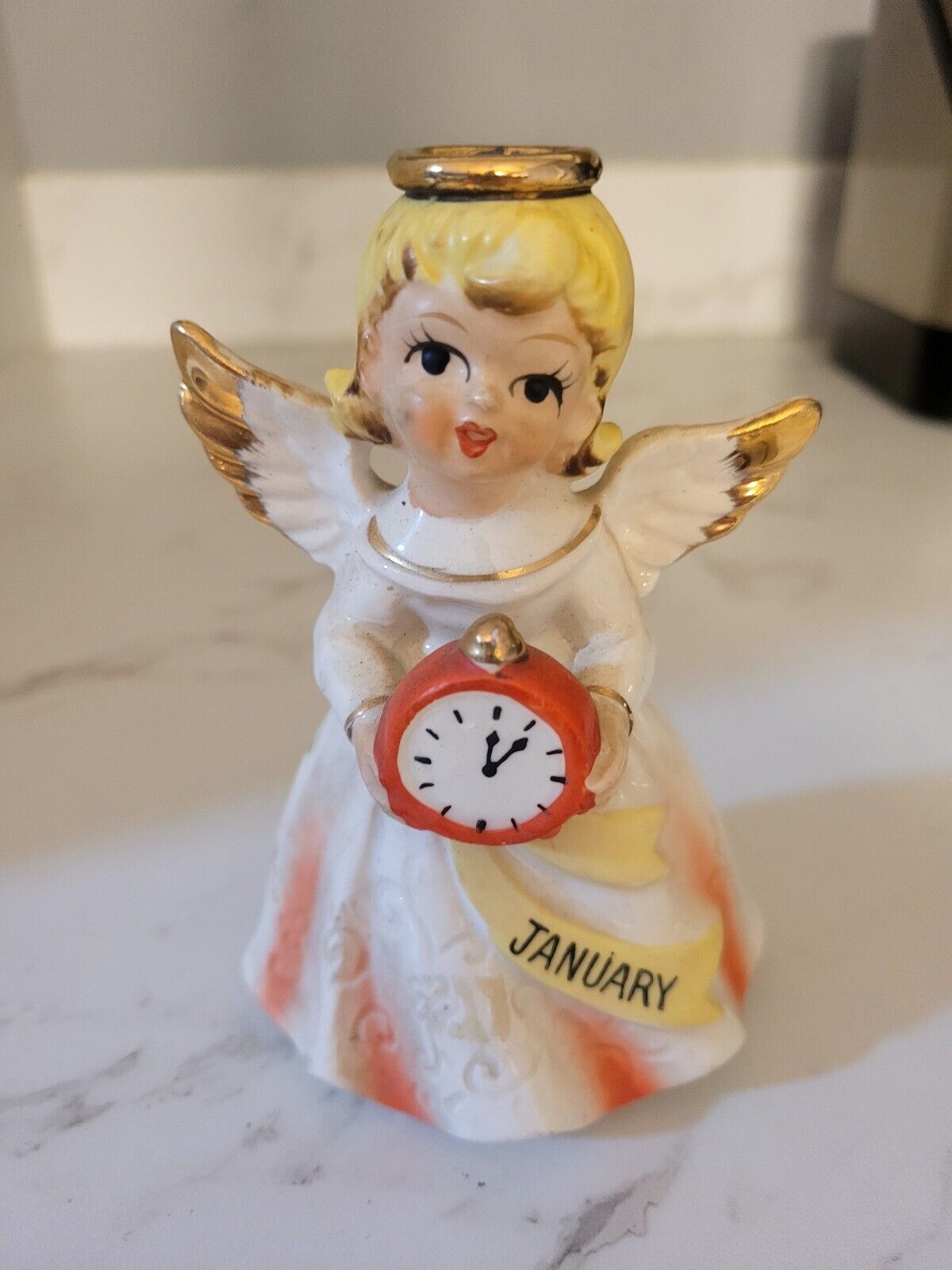 Vintage Nippon January Birthday Month Angel Figurine RARE 1960s Collectible 