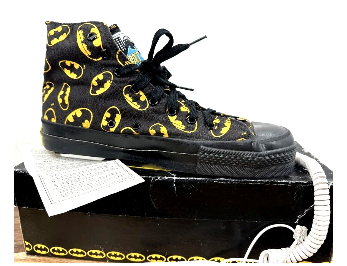 1989 Batman Hi-Top Canvas Converse Sneaker Telephone Shoe DC Comic Impulse & Box