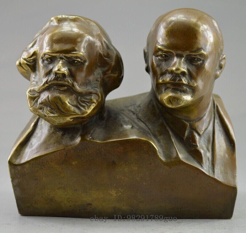 Great Communist Marx And Lenin Bust Bronze Statue Handcarved Figures Statues