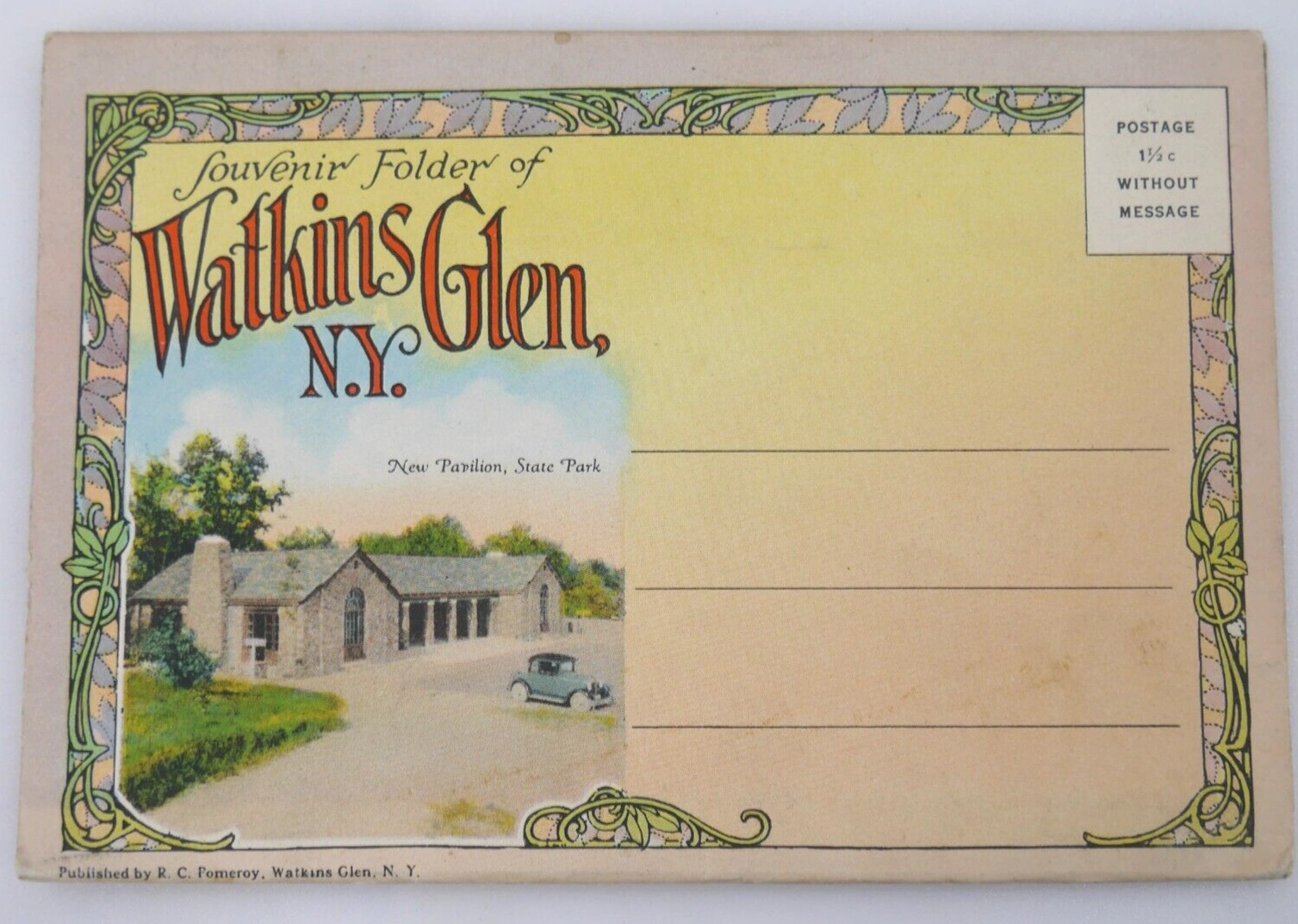 Vintage Watkins Glen NY Souvenir Postcard Folder State Park Schuyler New York