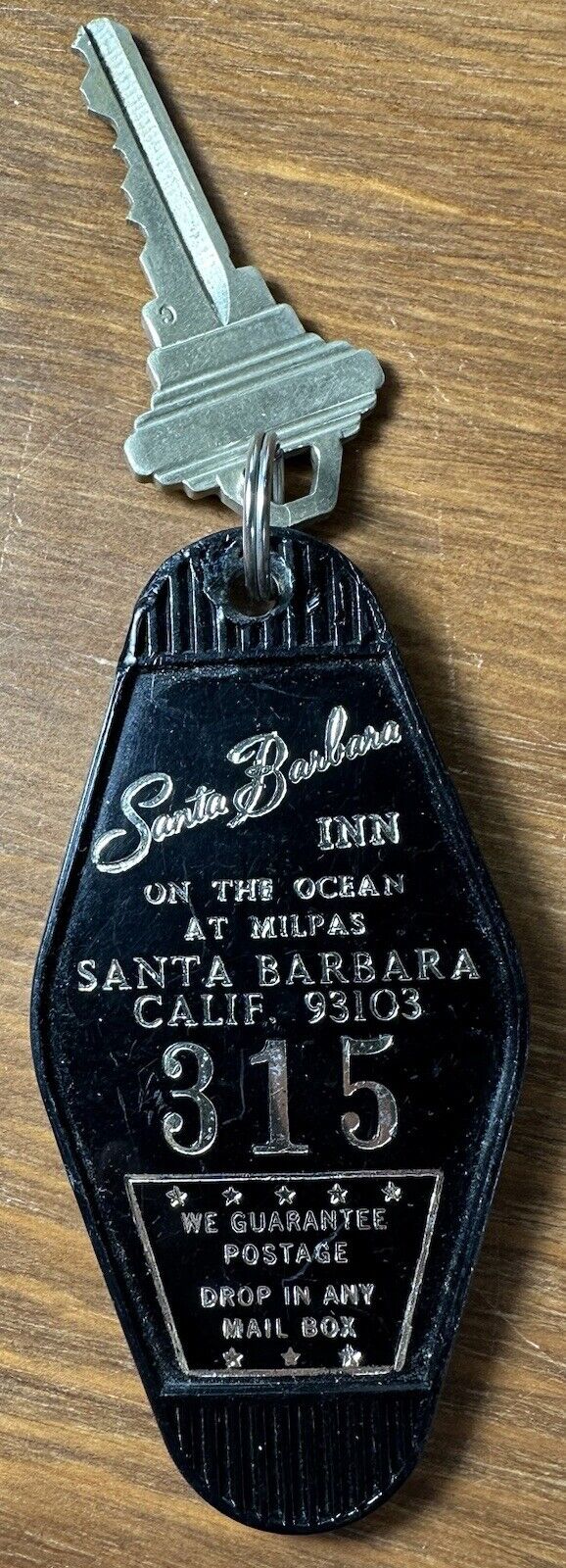 Vintage SANTA BARBARA INN Ocean Milpas Hotel Room Key & Fob #315 California