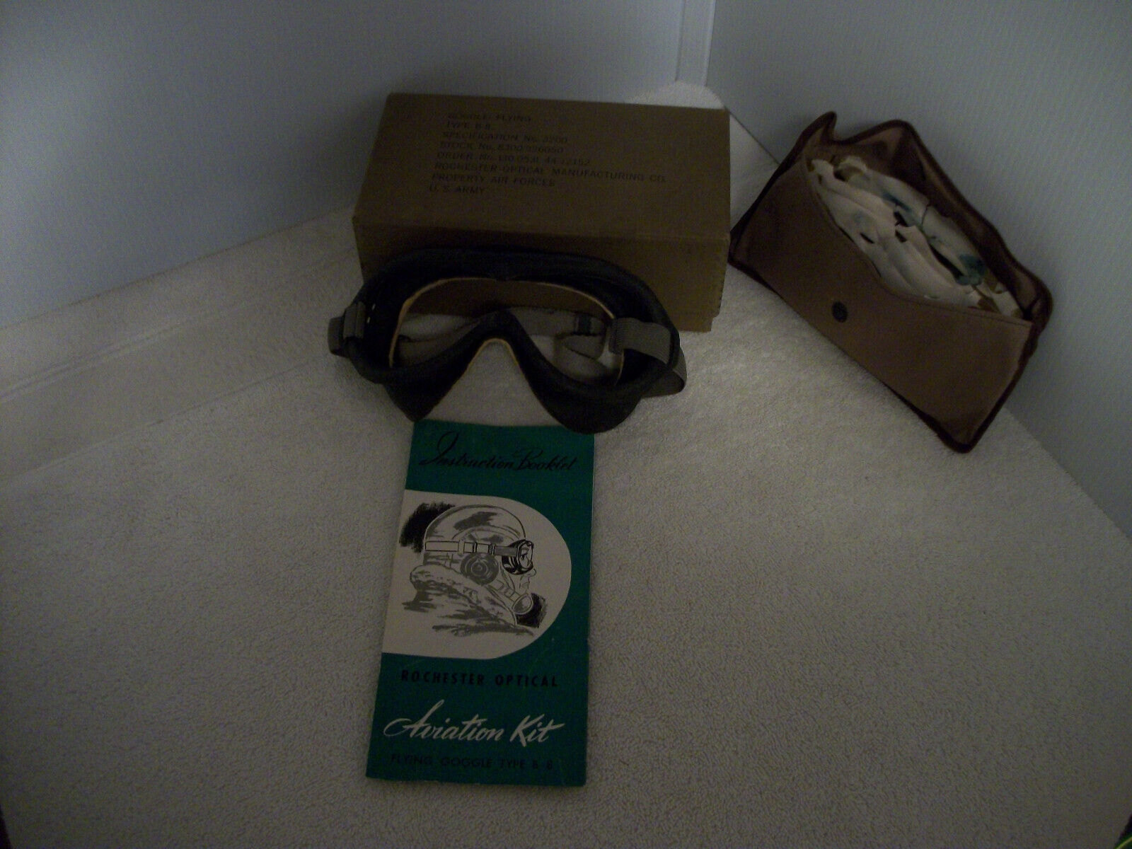 Vintage AIR FORCES & US ARMY Flying Goggles Type B-8 w/Box & Lens
