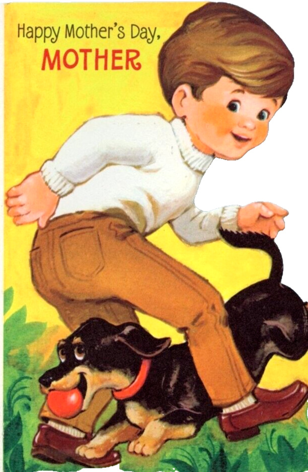 Vintage Hallmark Mothers Day Card Nicest Mommie Boy Ever Had Dog Unused 1970s
