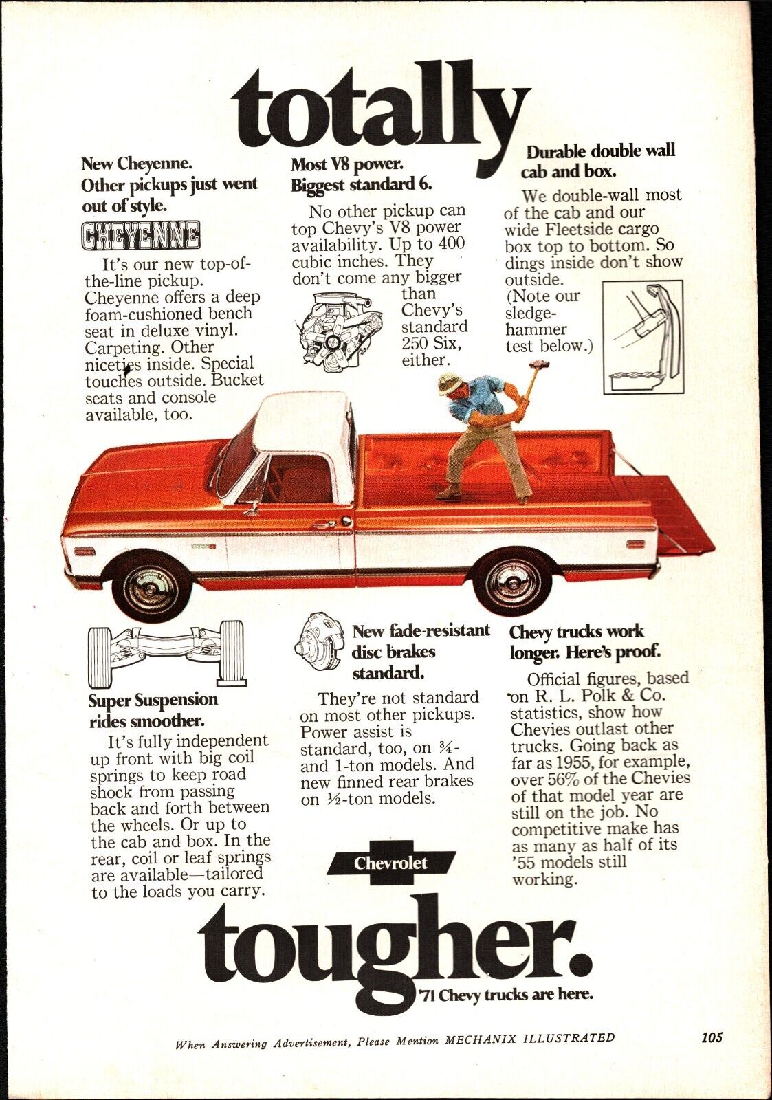 1971 Chevy Pickup mid-size magazine truck ad -\
