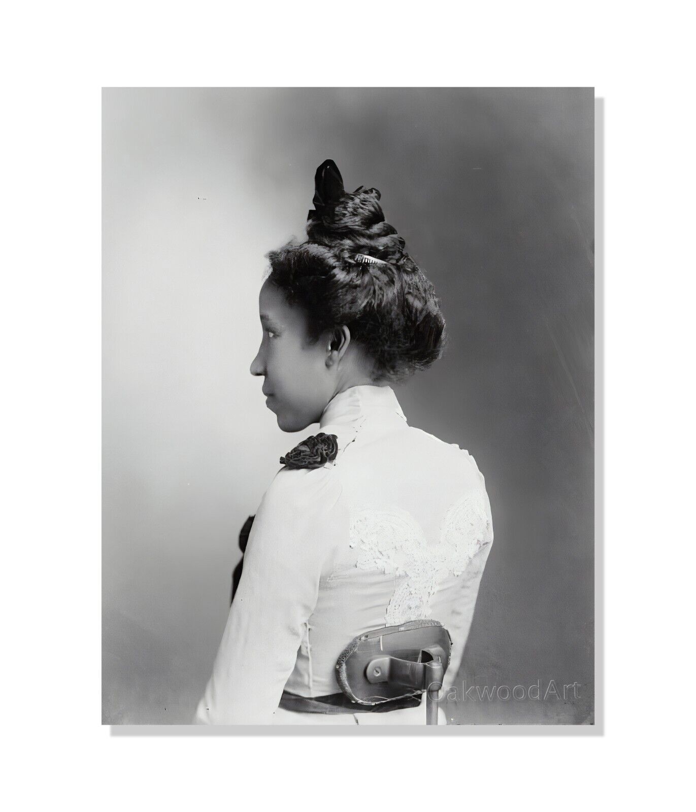 1890s Black Woman\'s Victorian Hairstyle, Rear View, Vintage Photo Reprint