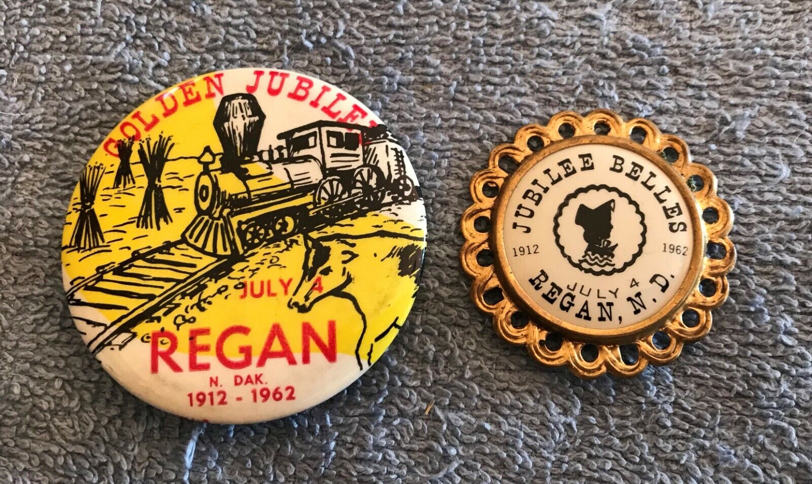 Vintage 1962 Regan ND North Dakota - Golden Jubilee - Belles Pinback Button Lot 