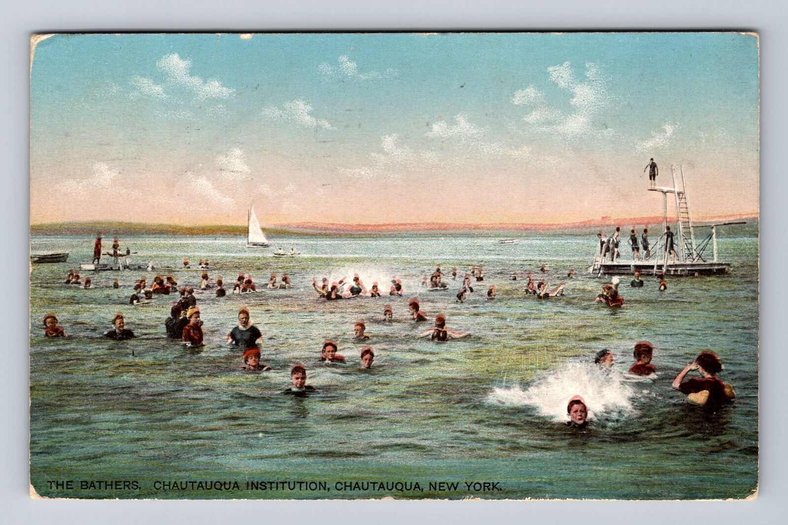 Chautauqua NY, New York, Bathers, Chautauqua Institution, Vintage c1912 Postcard