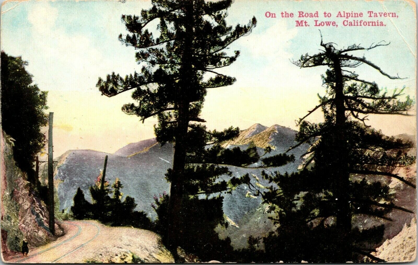 Postcard On the Road to Alpine Tavern Mount Lowe California
