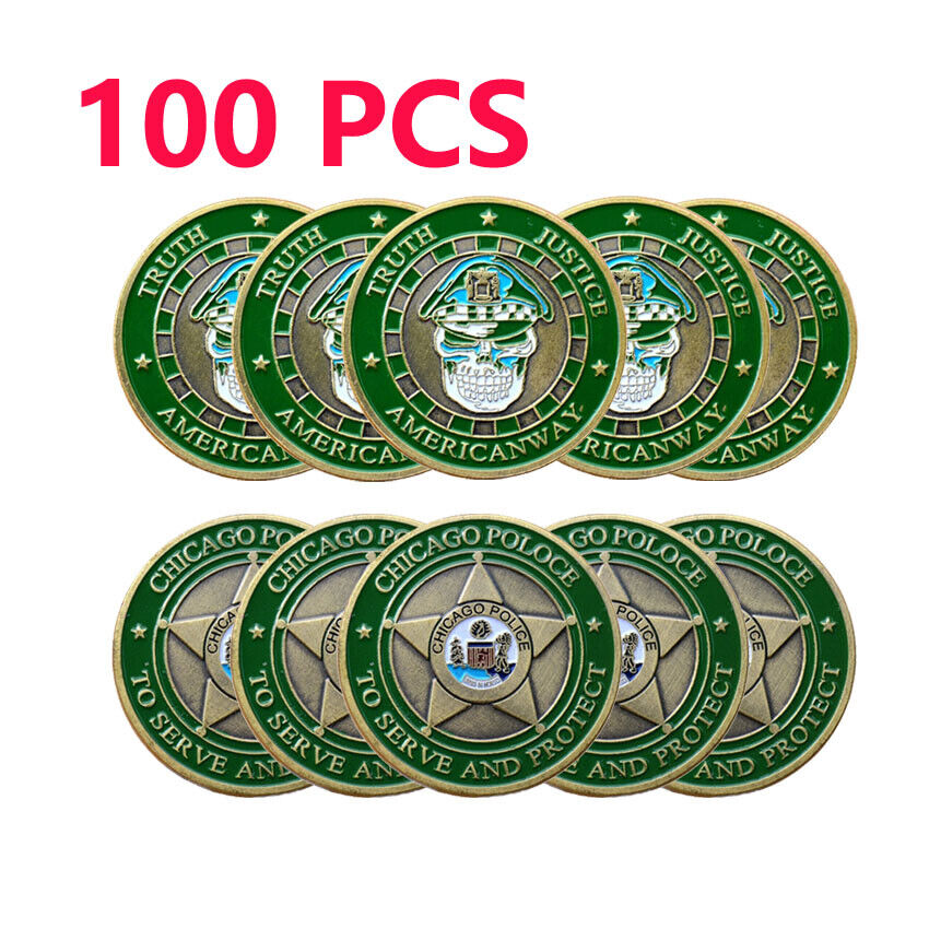 100PCS US City of Chicago Police Department St. Michael Gift Challenge Coin