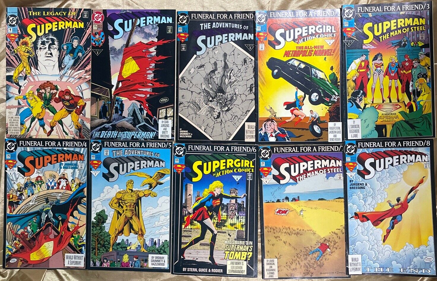 SUPERMAN FUNERAL FOR A FRIEND #1-8 COMPLETE MINI SERIES Lot Of 10