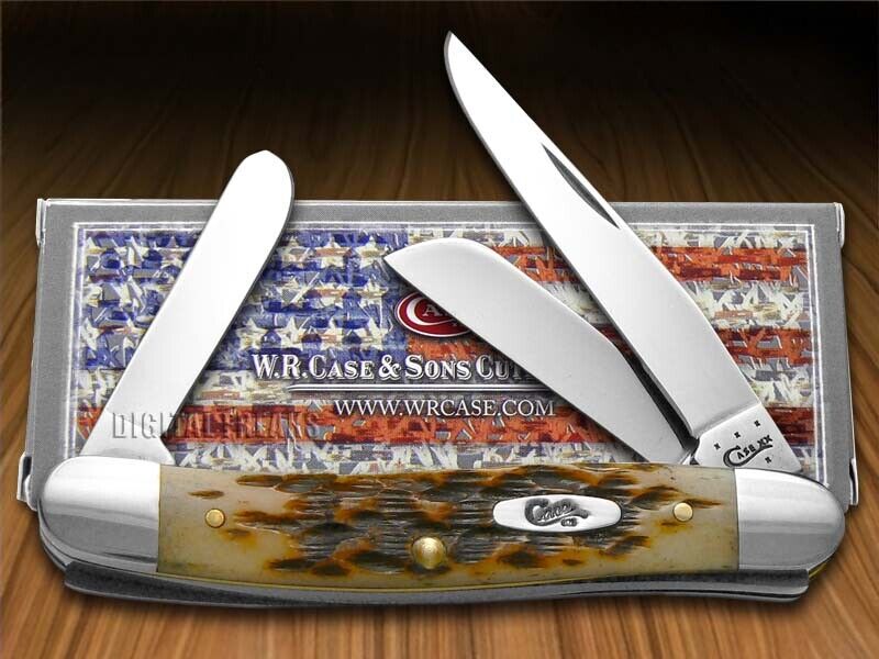 Case xx Knives Medium Stockman Jigged Amber Bone Pocket Knife Stainless 00042