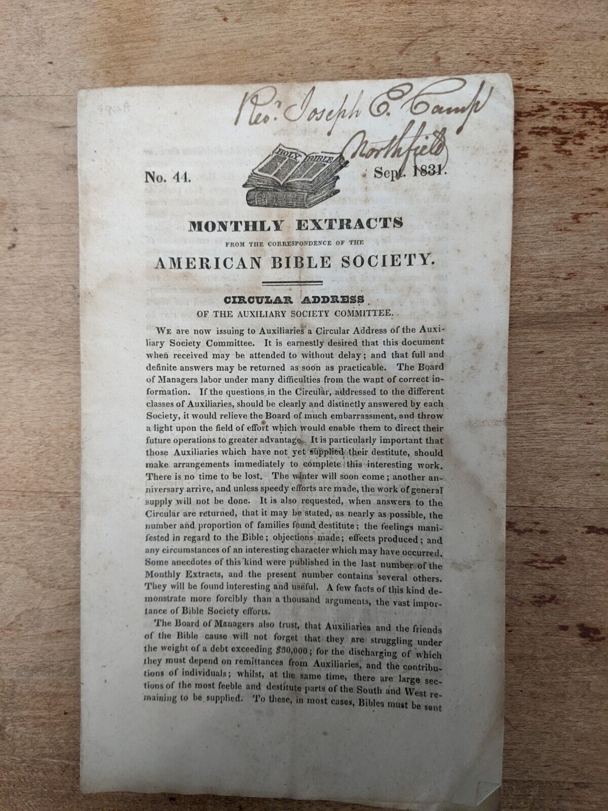 August 1851 Monthly Extraction American Bible Society August. John Adams 