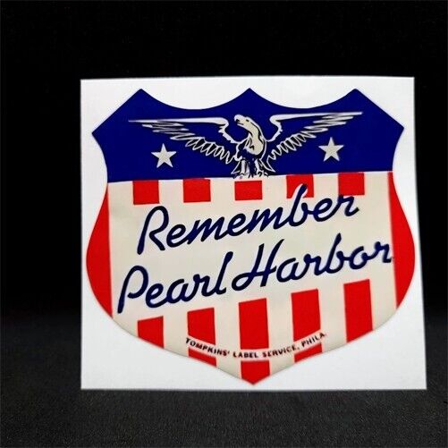 Remember Pearl Harbor, Vintage Style Decal, Vinyl Sticker, Eagle, WW2