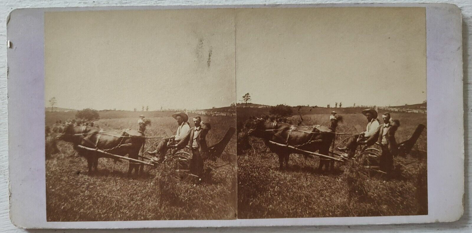 c. 1870s Champion Mower & Reaper / Will Mericle Cincinnatus NY Photo Stereoview