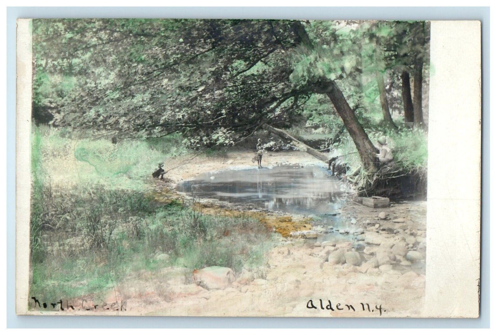 c1910\'s View Of North Creek Tinted Alden New York NY RPPC Photo Antique Postcard