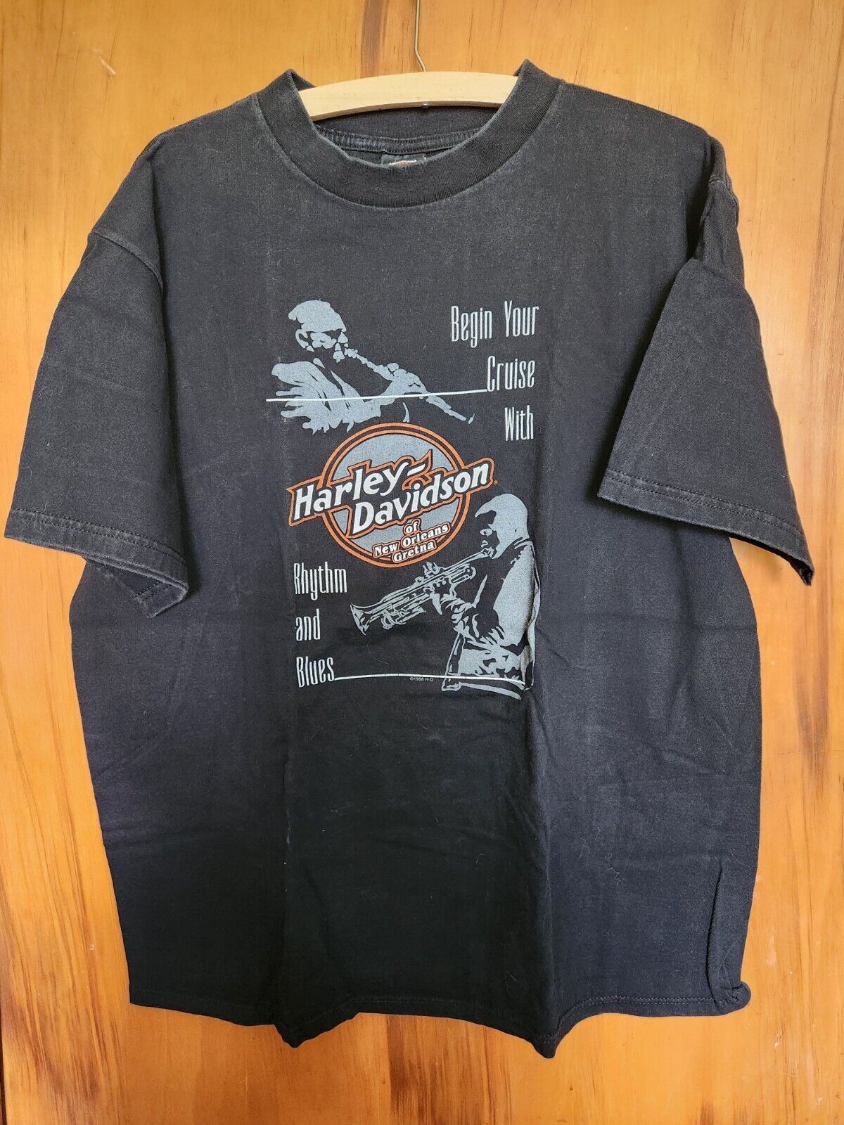 Vintage Harley-Davidson XL T shirt, black, New Orleans LA, Rhythm and Blues jazz