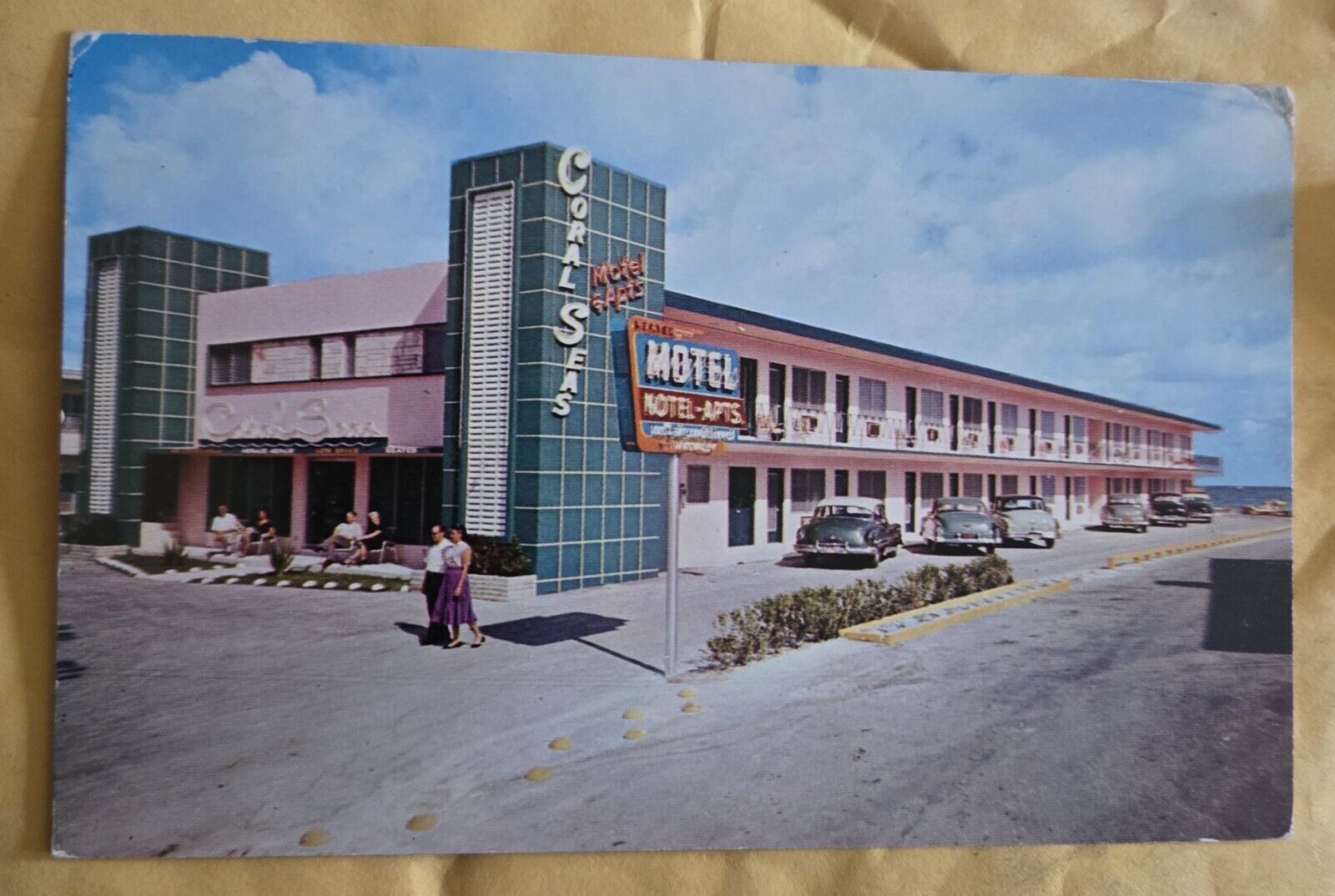 Used 1954 Miami Beach FL-Florida, Coral Seas  Motel, Advertisement, Postcard LJ