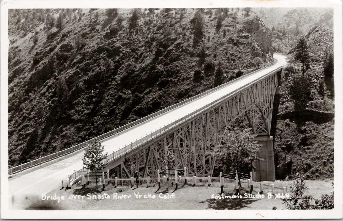 Bridge Over Shasta River Yreka CA California c1953 Eastman's Studio Postcard D99