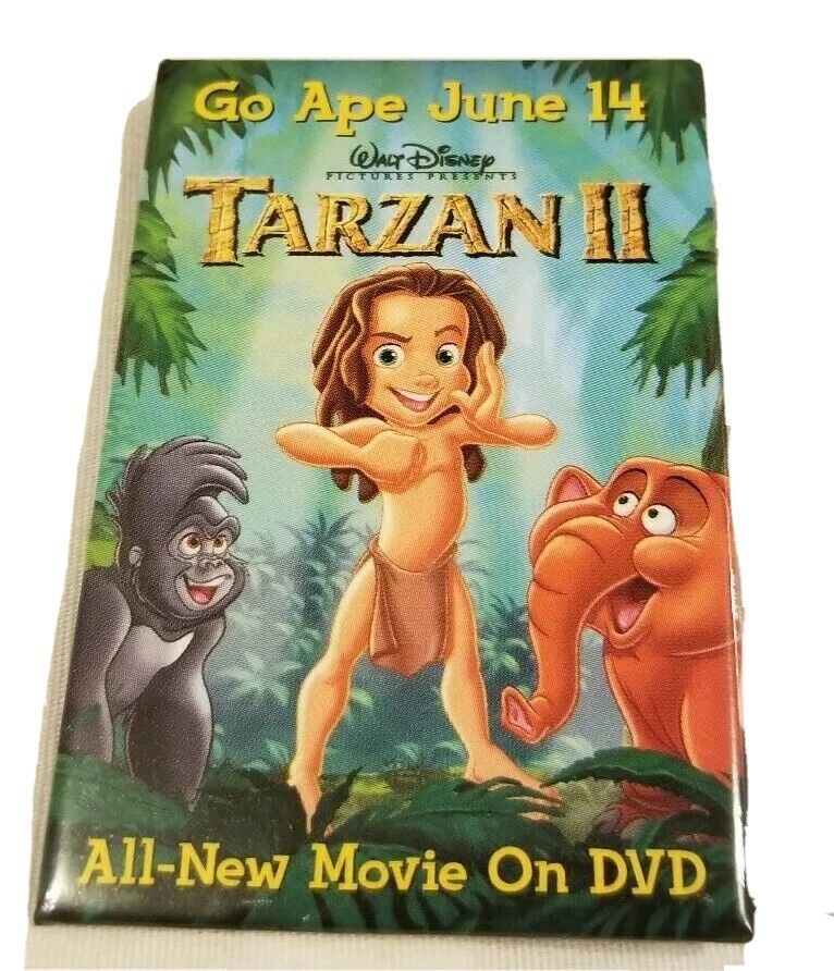 Rare Disney's Tarzan 2 Promo Button Pin Pinback DVD Movie Release Terk Disney