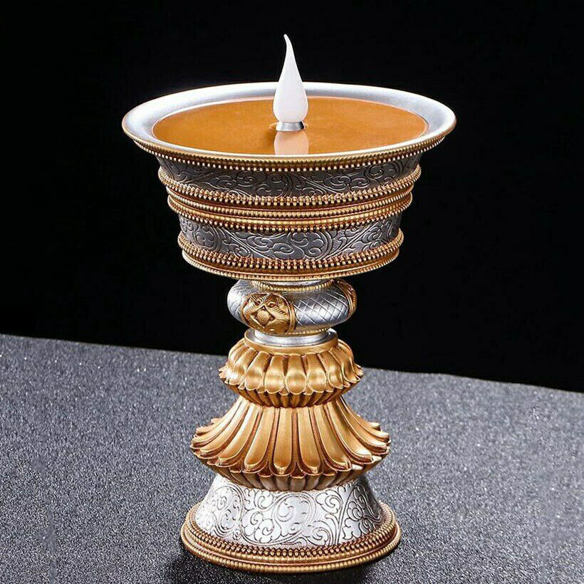 1pc 15cm Buddhism LED Ever Burning Lamps Electronic Butter Lamp Shrine Lights