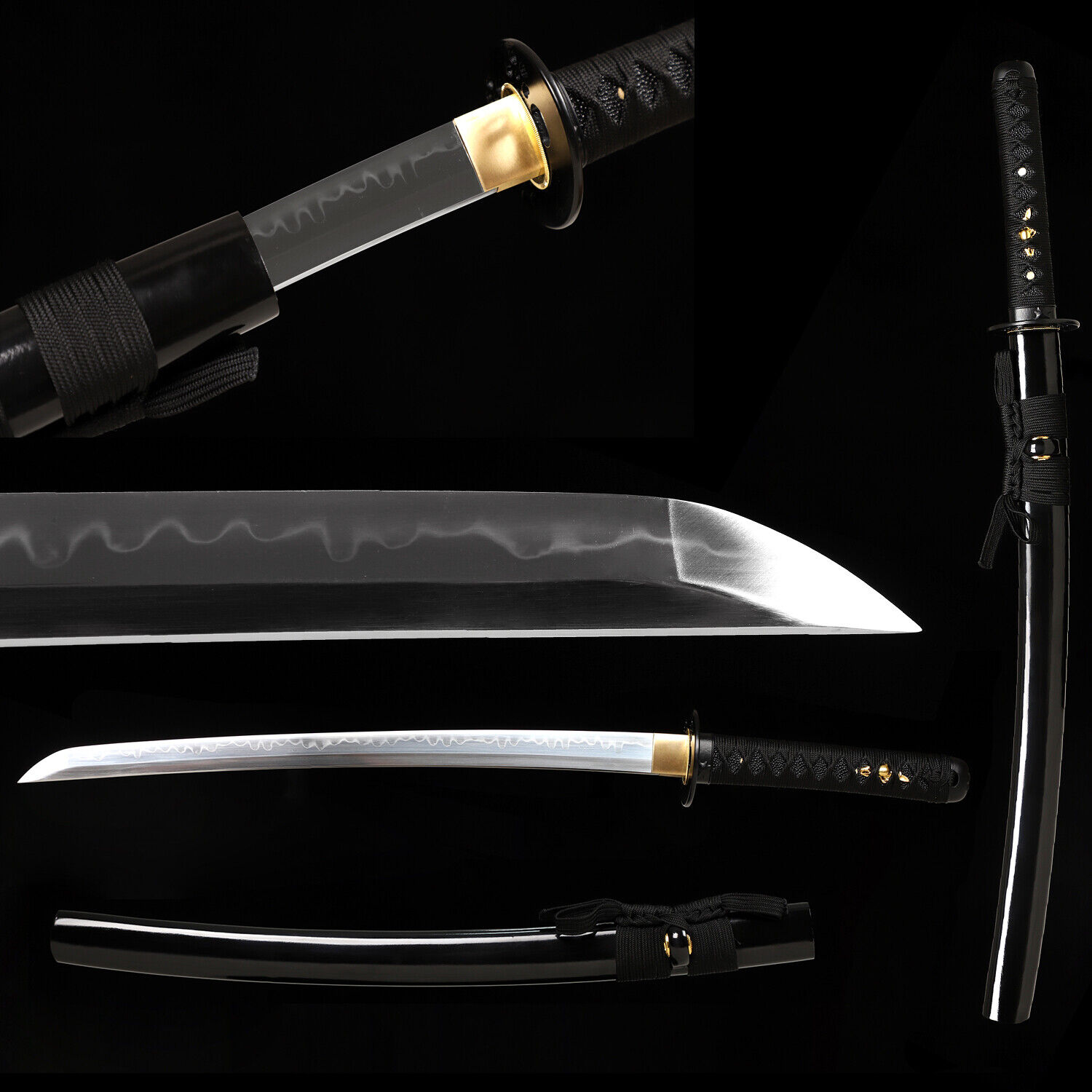 30'' Japanese Sword Wakizashi Real Hamon Clay Tempered Folded Steel Very Sharp