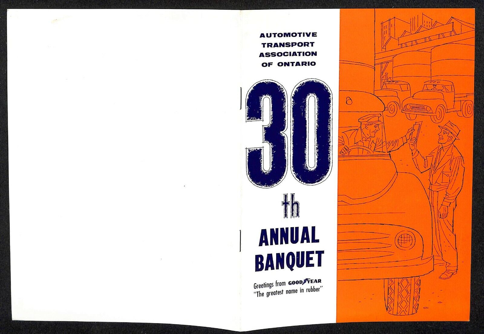 1956 Goodyear Menu Automotive Transport Assoc. of Ontario 30th Annual Banquet 