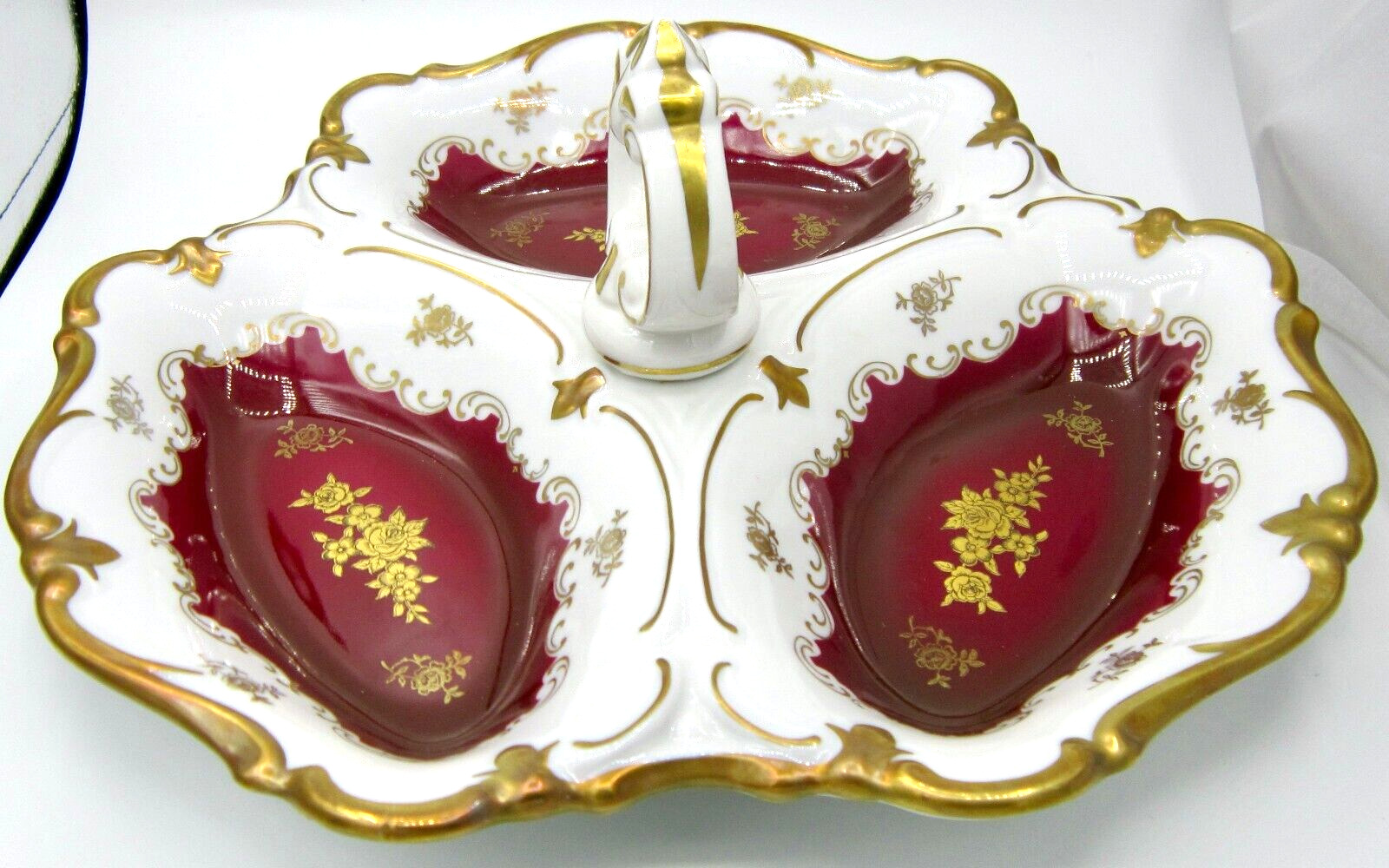 Reichenbach Royal Red Porcelain Sectioned Dish (11.5 In.) Germany
