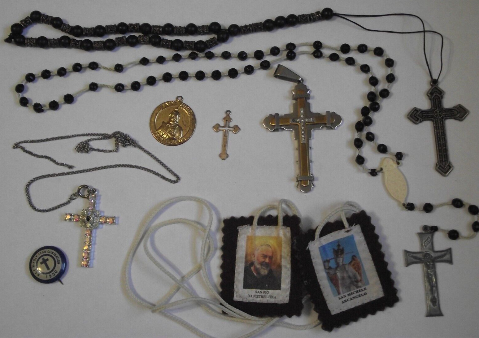 Incomplete parts Religious lot Pio scapular rosary St Jude medal crucifix cross