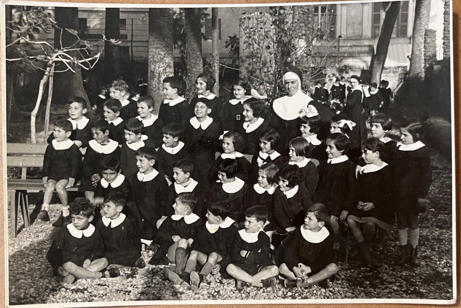 RPPC Catholic Nuns with Children Antique Italian Real Photo Postcard c1920