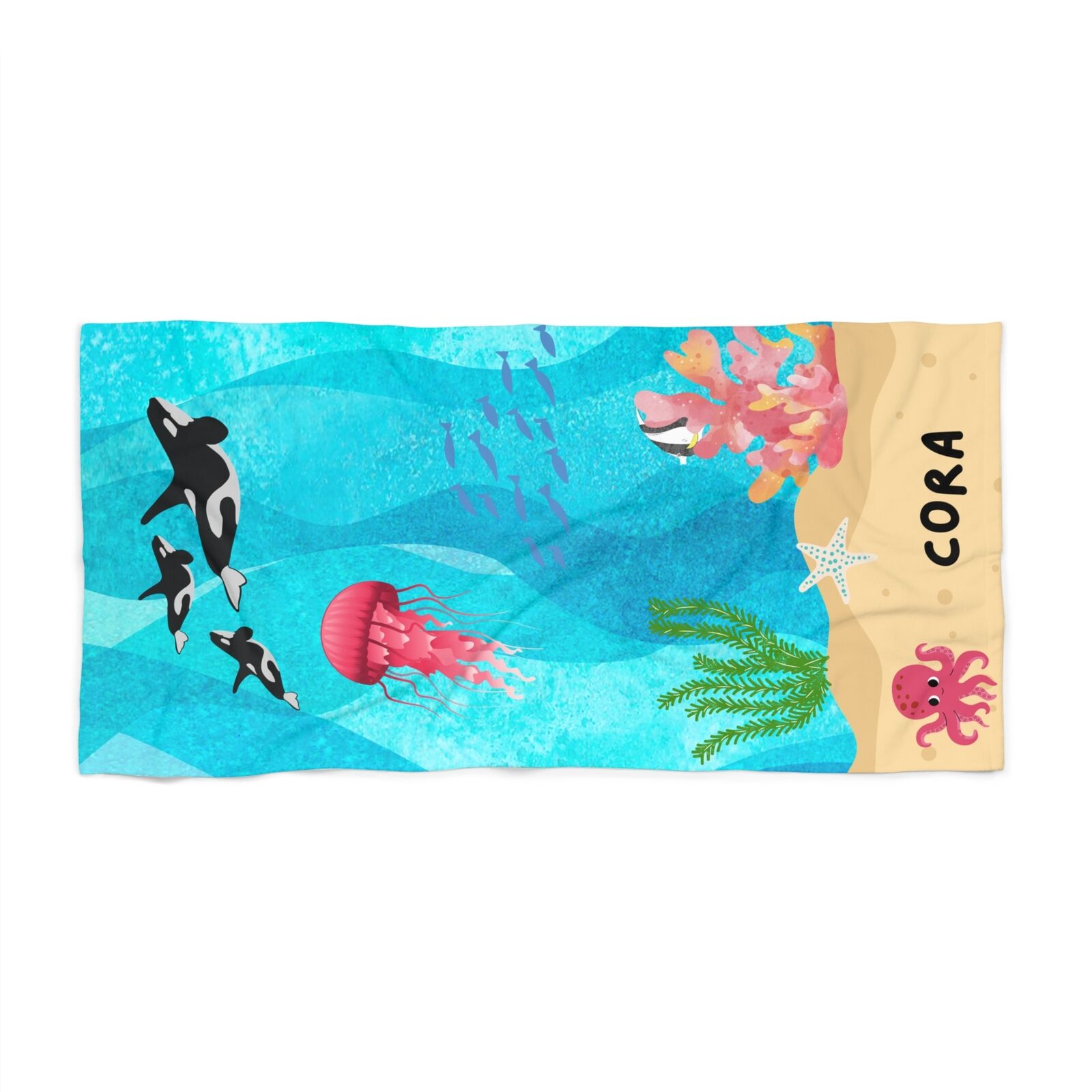 Personalized Ocean Animal Beach and Pool Towel - Fast Shipping and Production 