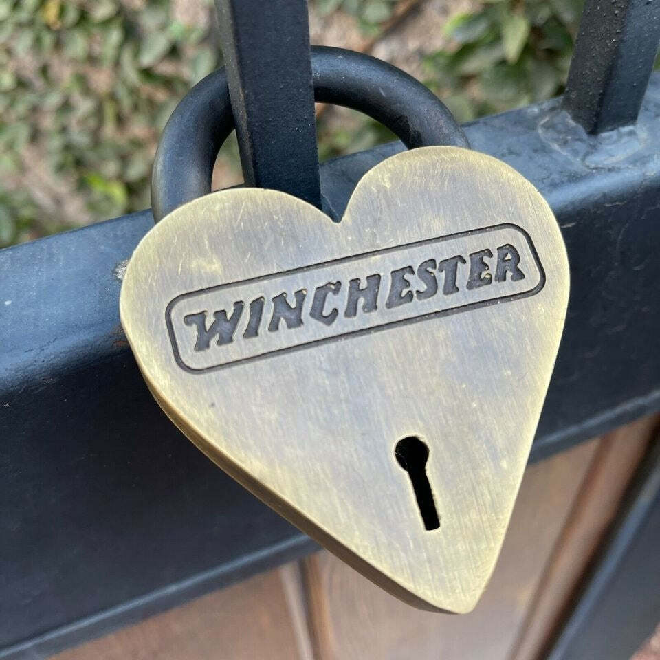 Winchester Heart Solid Brass Lock & Keys With Antique Finish (4.5
