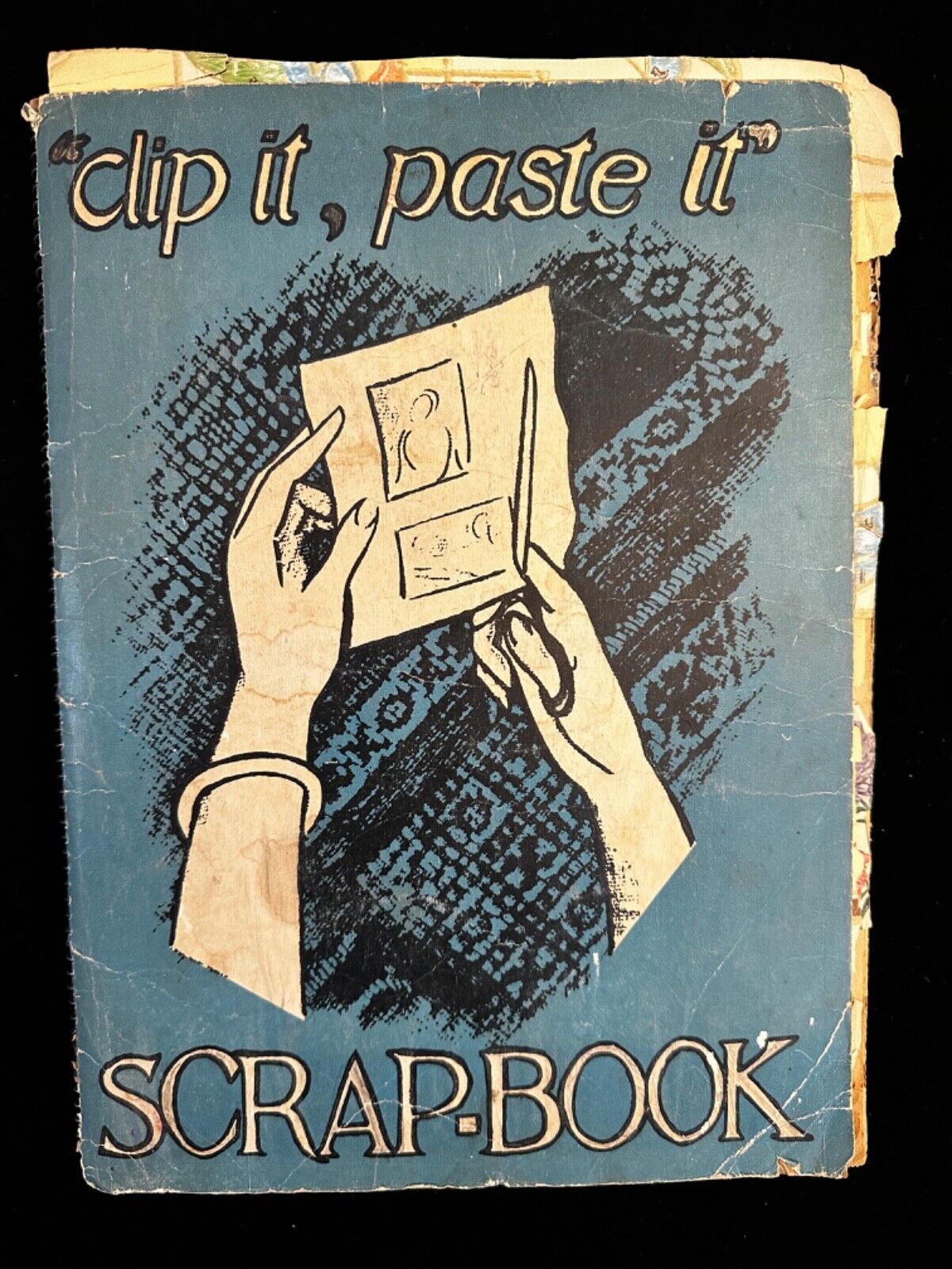 Vtg Scrap Book Album,  Pasted Magazine Colored Photo's 1940's  See Description