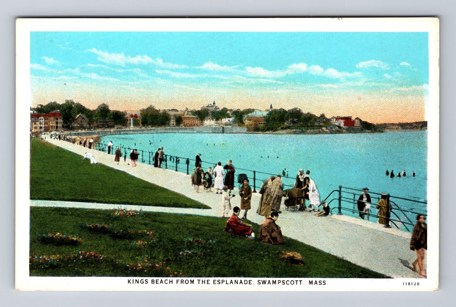 Swampscott MA-Massachusetts, Kings Beach From The Esplanade, Vintage Postcard