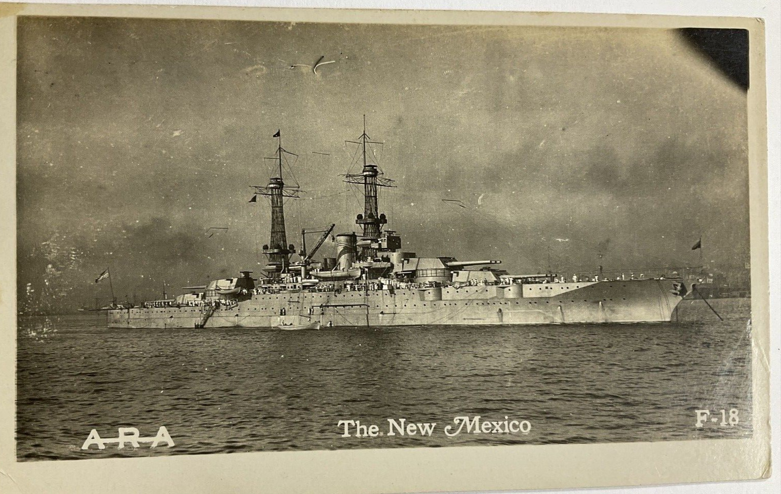 Early U.S.S. New Mexico U.S. Navy RPPC Real Photo Postcard Nautical Battleship