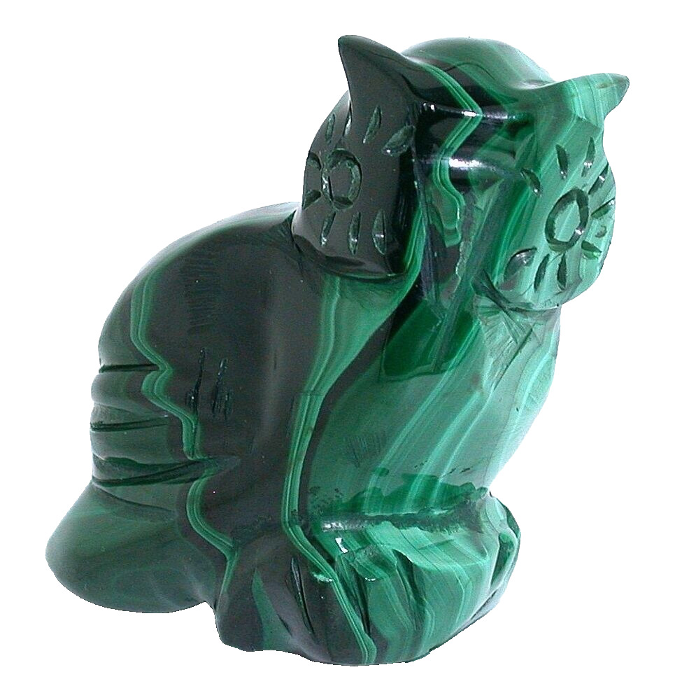 Malachite Carved Owl Carving Carved Natural 2 1/5 x 2 x 1 Inch EC24/2624