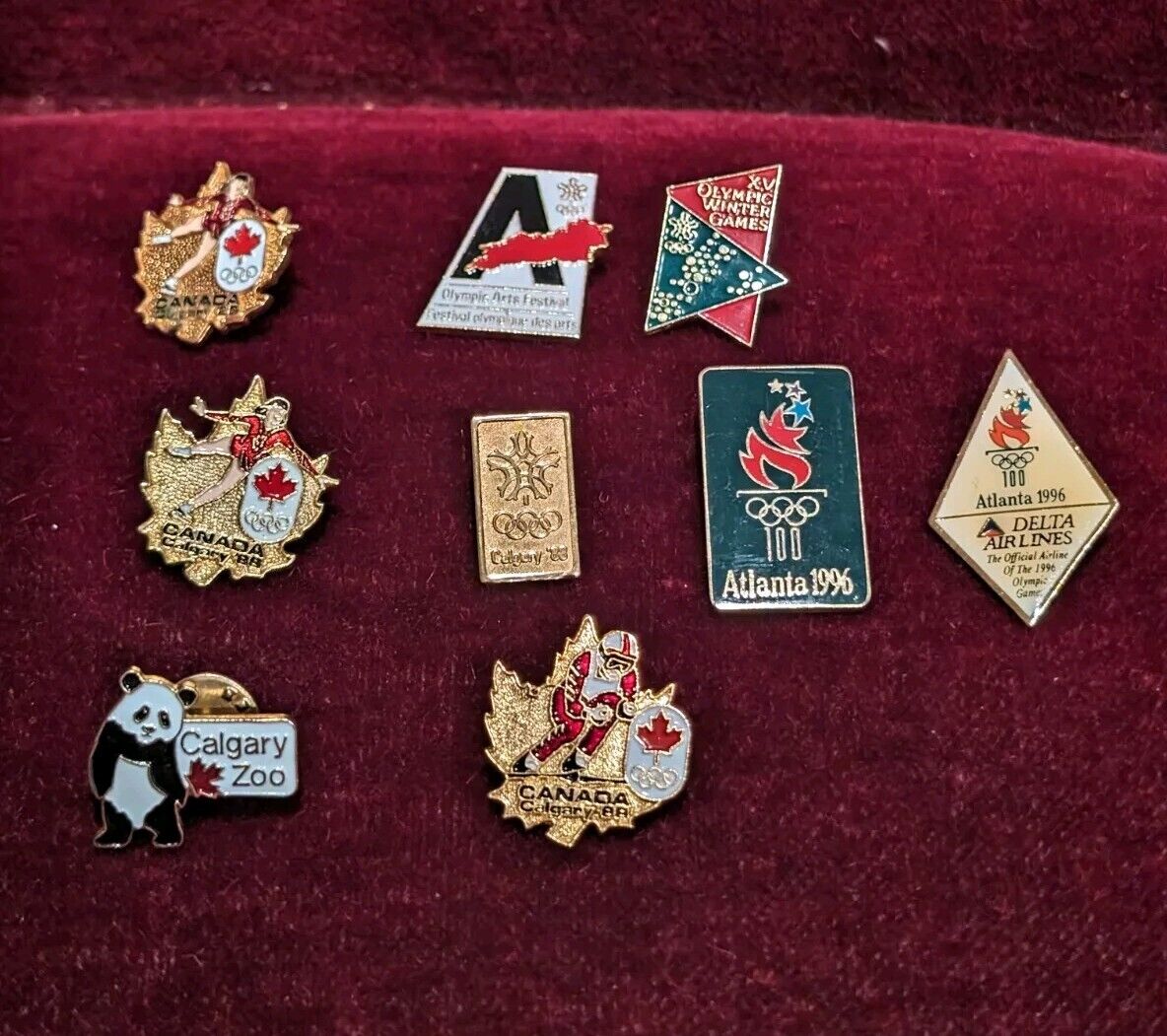 Lot of 7 Vintage 1988 Calgary Winter Olympics Trading Pins 2 1996 Atlanta