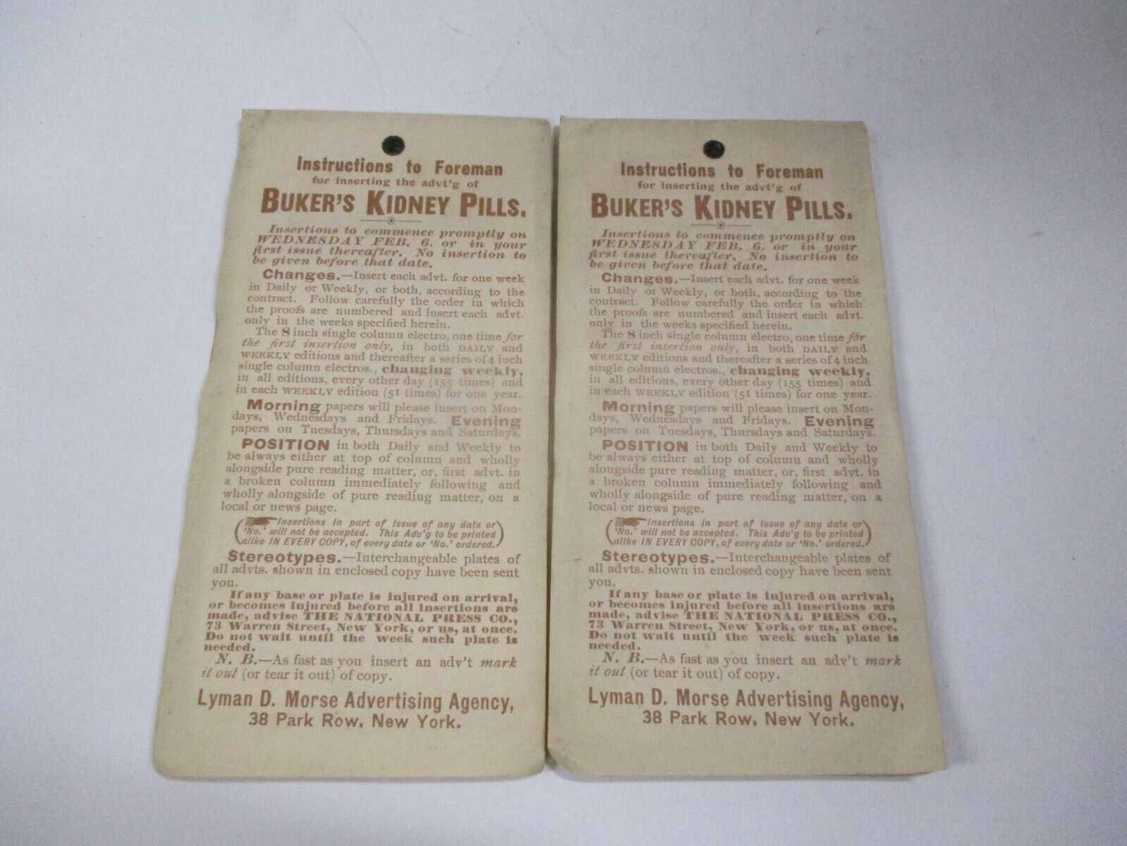 2 Antique Instruction Booklets for Buker's Kidney Pills