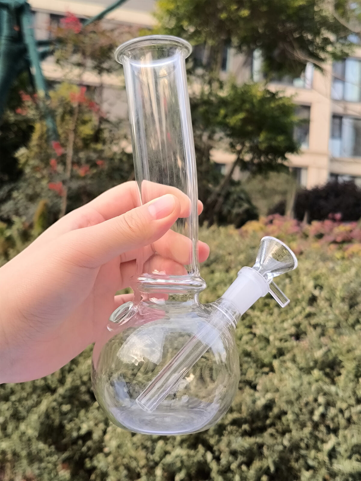 8Inch Glass Bong Classic Clear Hookah Water Pipe Bowl Pipe Beaker（with a hole）US