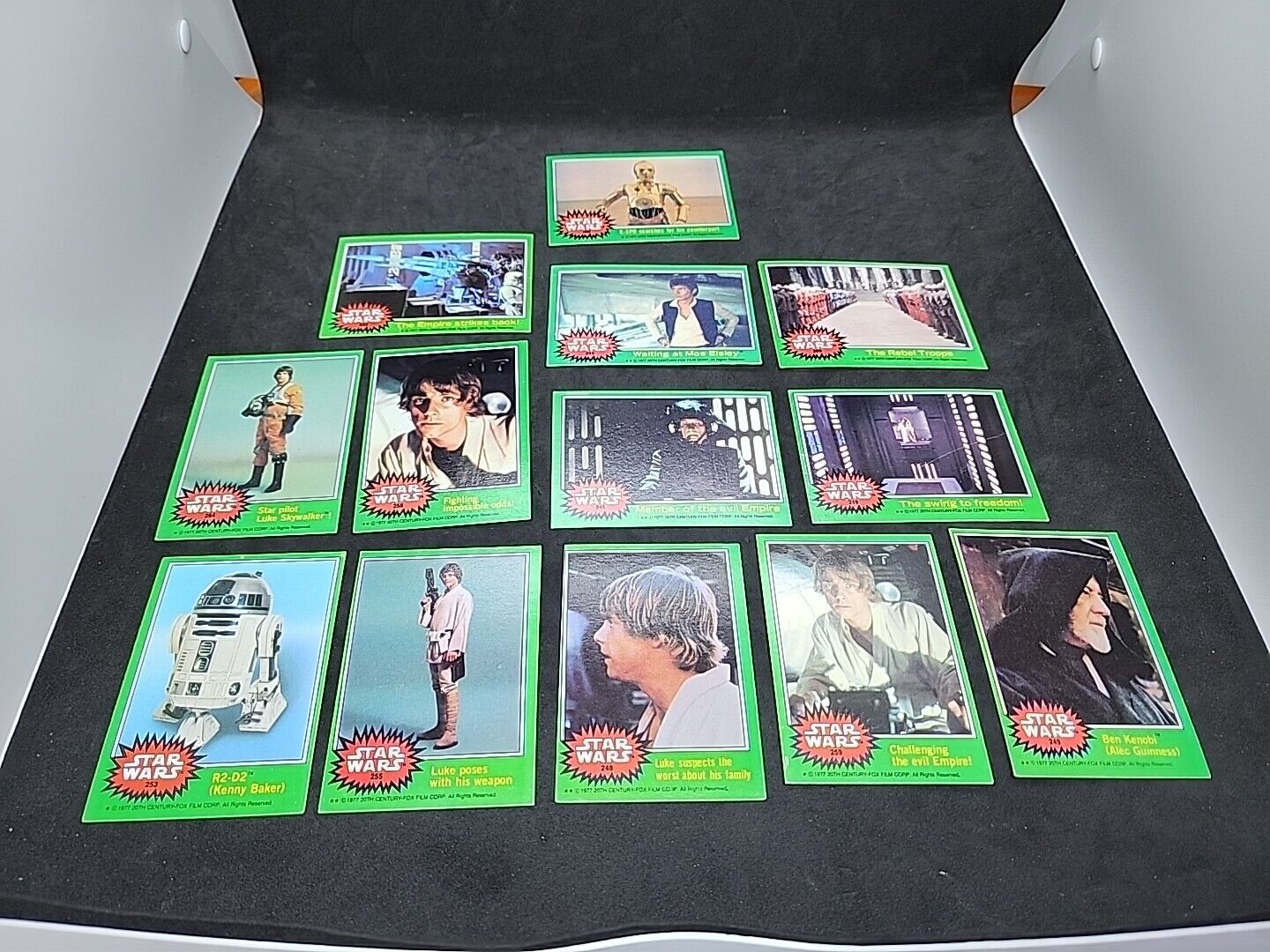 Vintage TOPPS STAR WARS Lot of 13 Cards Green Border Luke Skywalker C3PO R2D2 VG