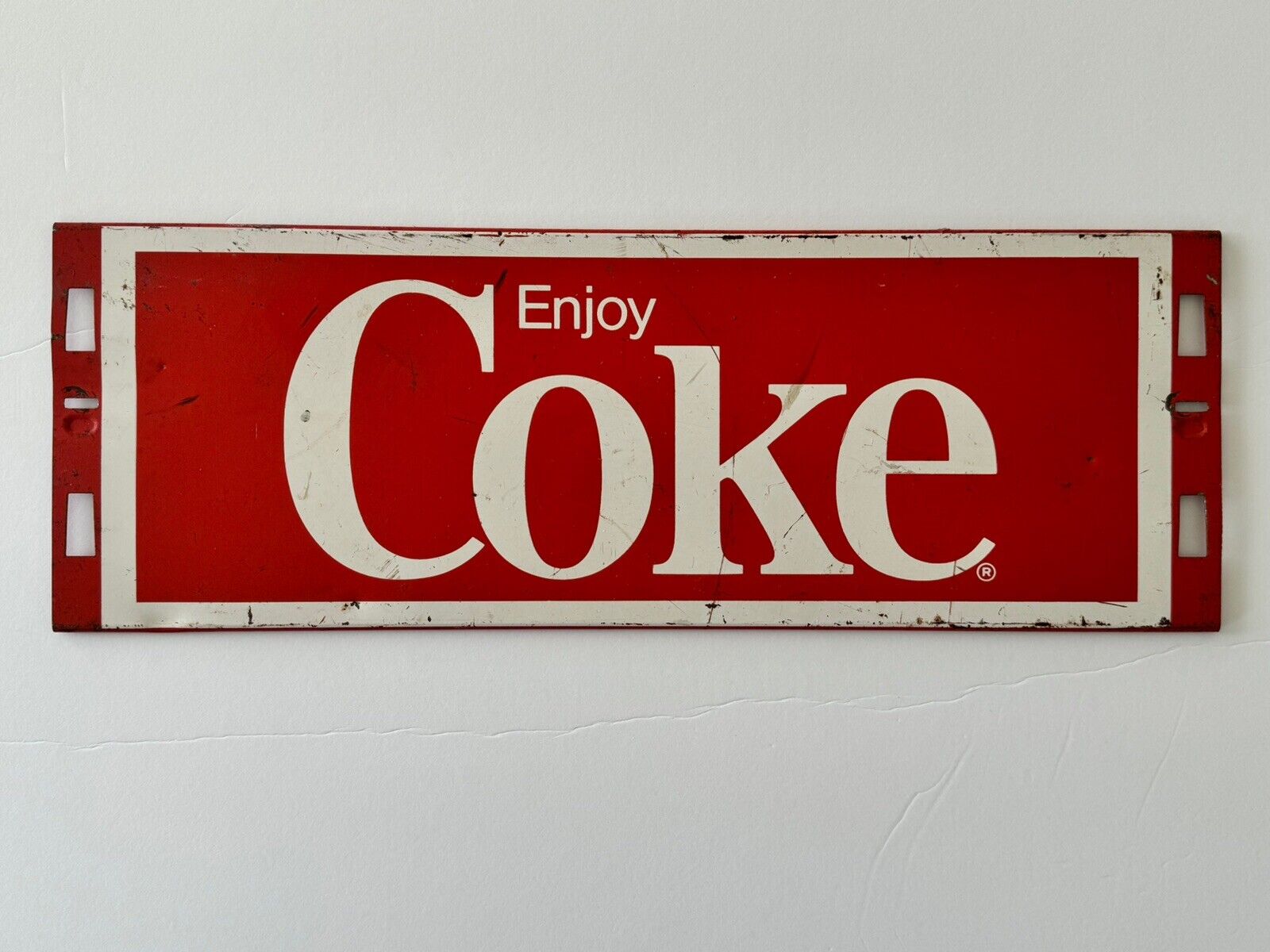 Vintage Enjoy Coca-Cola Metal Advertising sign Rustic look 17.5 X 6.