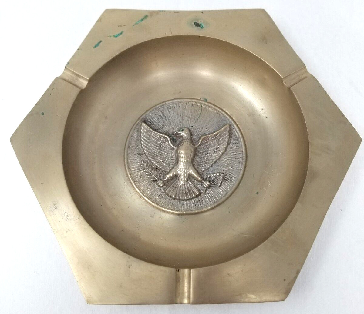 Ashtray Brass Eagle Olive Branch Arrows Wings United States Large Mid Century