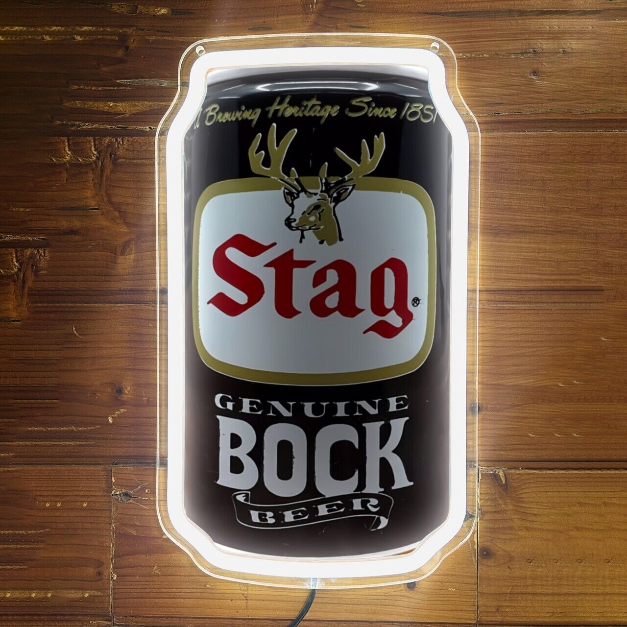 Stag Genuine Bock Beer Can Bar Poster Room Decor Silicone LED Neon Light Sign S3
