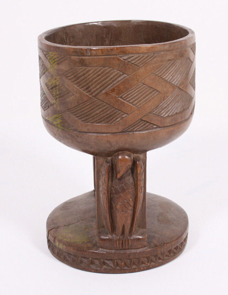 EAAI Mushenge 1957 African Carved Folk Art Minyangu Felicien Wood Bowl Vtg Congo