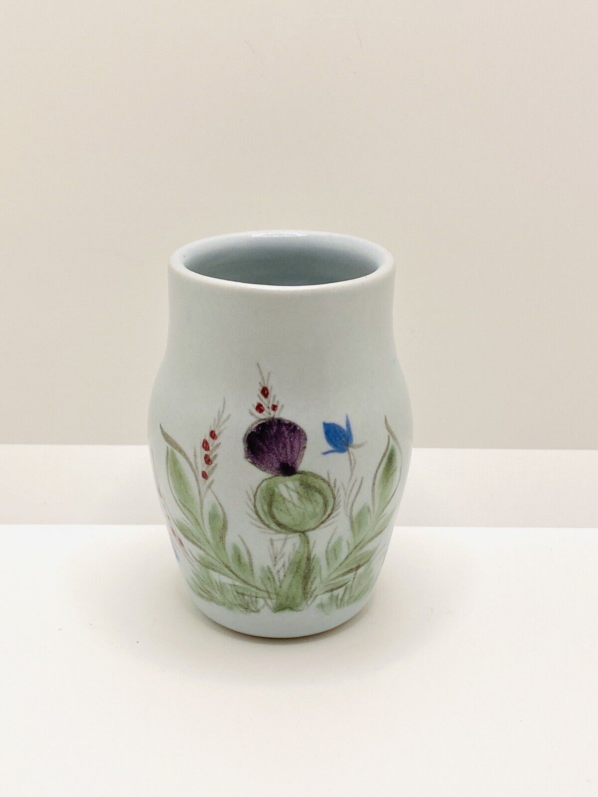 Vintage Buchan Portobello Scotland Finest Stoneware Blue Floral Vase Number 