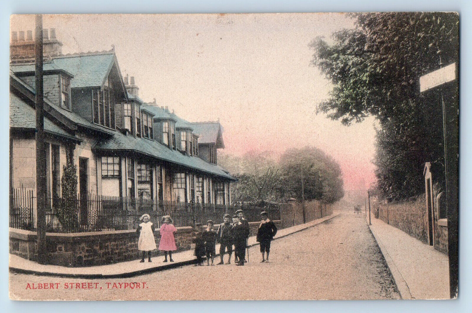 Tayport Fife Scotland Postcard Scene at Albert Street 1909 Antique Posted