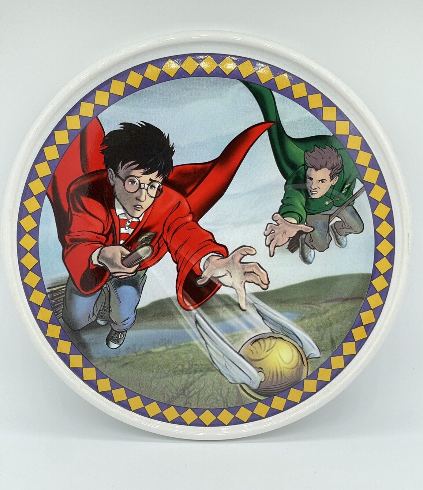 Harry Potter The Sorcerer’s Stone Quidditch Ceramic Plate 2001 Enesco 8.25”