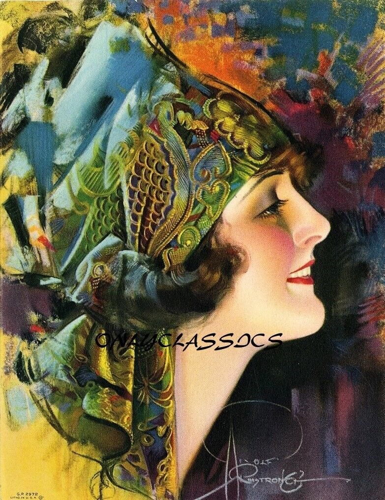 1926 Rolf Armstrong Rare Art Deco Turbaned Flapper PinUp 16x20 Poster Gorgeous